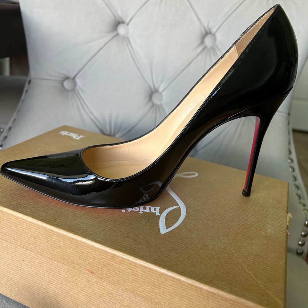 Christian Louboutin Decollete Pumps 100 Black Patent Leather Size 39 - Picture 9 of 10